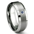 thumbnail image 1 of Titanium Kay Tungsten Carbide 8MM Satin Finish Beveled Sapphire Solitaire Comfort Fit Mens Wedding Band Ring Sz 12.0, 1 of 4
