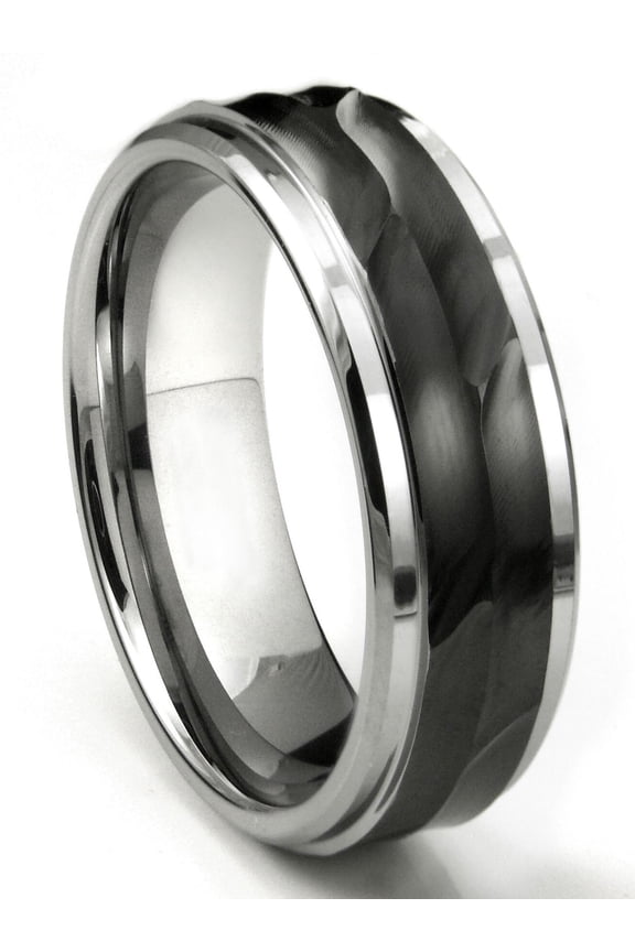 Tungsten Carbide 8MM Wave Finish Comfort Fit Mens Wedding Band Ring Sz 10.5