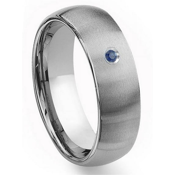 Titanium Kay Tungsten Carbide 8mm Brushed Dome Sapphire Comfort Fit Mens Wedding Band Ring Sz 12.0