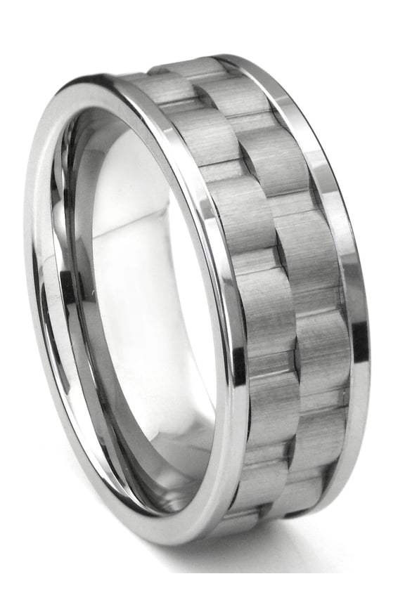 Tungsten Carbide 9MM Double Coinedge Comfort Fit Mens Wedding Band Ring Sz 10.0