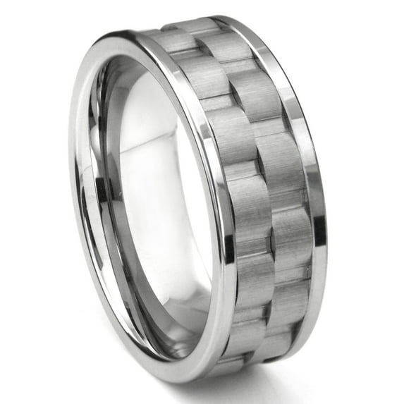 Titanium Kay Tungsten Carbide 9MM Double Coinedge Comfort Fit Mens Wedding Band Ring Sz 8.0