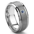 thumbnail image 1 of Titanium Kay Tungsten Carbide 9MM Sapphire Comfort Fit Mens Wedding Band Ring with Stepped edges Sz 8.5, 1 of 4