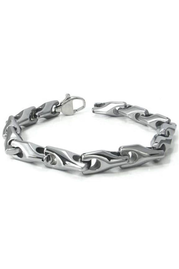 Tungsten Carbide 9mm Men's Wheat Link Gunmetal Color High Polish Bracelet Sz 8.5"