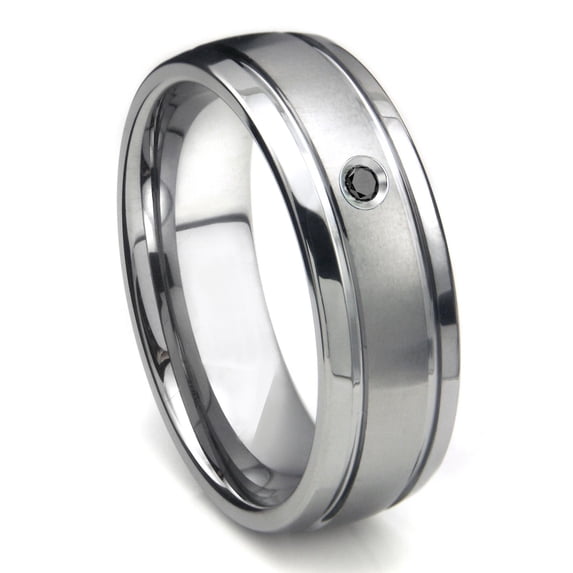 Titanium Kay Tungsten Carbide Black Diamond Newport Dome Comfort Fit Mens Wedding Band Ring Sz 7.0