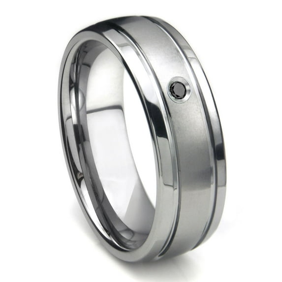 Titanium Kay Tungsten Carbide Black Diamond Newport Dome Comfort Fit Mens Wedding Band Ring Sz 7.5