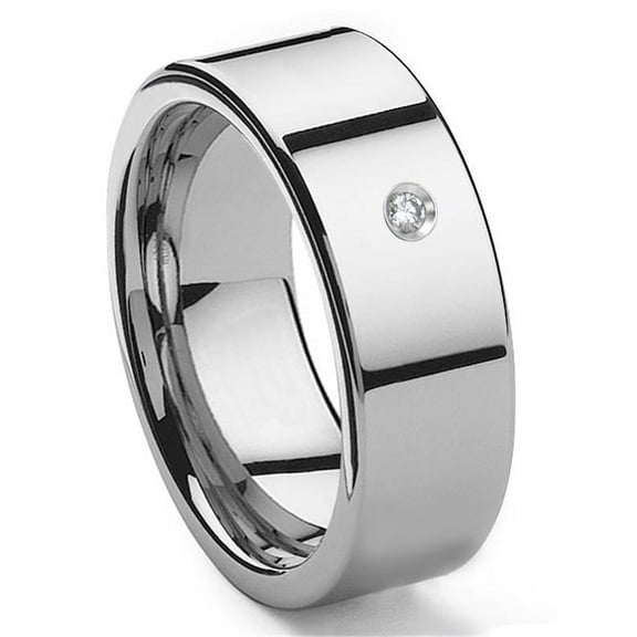 Titanium Kay Tungsten Carbide Diamond 10MM Flat Comfort Fit Mens Wedding Band Ring Sz 11.0