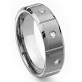 thumbnail image 1 of Titanium Kay Tungsten Carbide Diamond Comfort Fit Mens Wedding Band Ring 8mm with Grooves (0.10ctw) Sz 9.5, 1 of 4