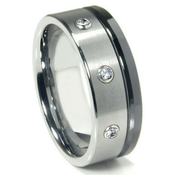 Titanium Kay Tungsten Carbide Diamond Comfort Fit Mens Wedding Band Ring Sz 10.5
