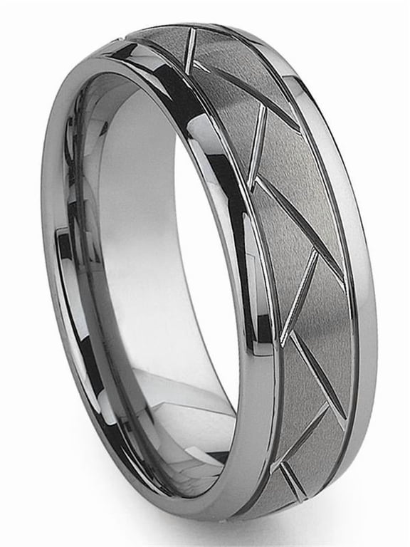 Titanium Kay Tungsten Carbide Diamond Cut Groove Newport Comfort Fit Mens Wedding Band Ring Sz 10.0