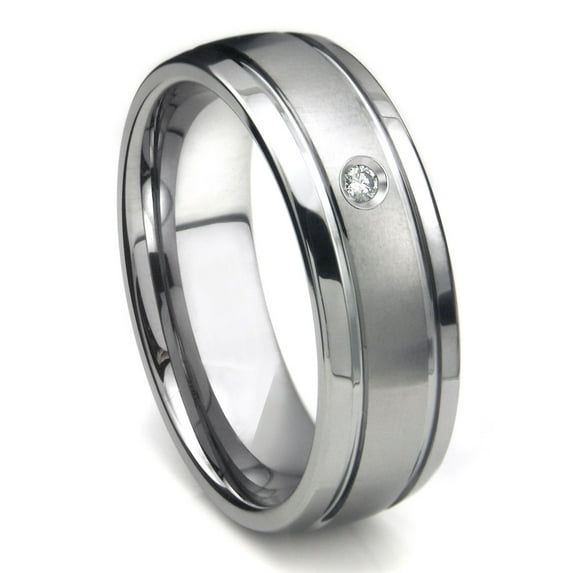 Titanium Kay Tungsten Carbide Diamond Newport Dome Comfort Fit Mens Wedding Band Ring Sz 9.0