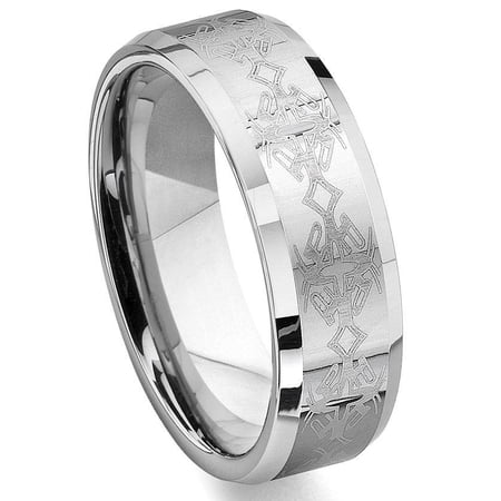 Titanium Kay Tungsten Carbide Laser Engraved Celtic Comfort Fit Mens Wedding Band Ring Sz 8.0