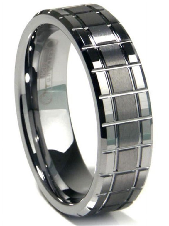Tungsten Carbide Matrix Comfort Fit Mens Wedding Band Ring Sz 11.5