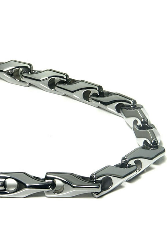 Tungsten Carbide Men's Wheat High Polish Finish Gunmetal Color Link Necklace Chain 22"