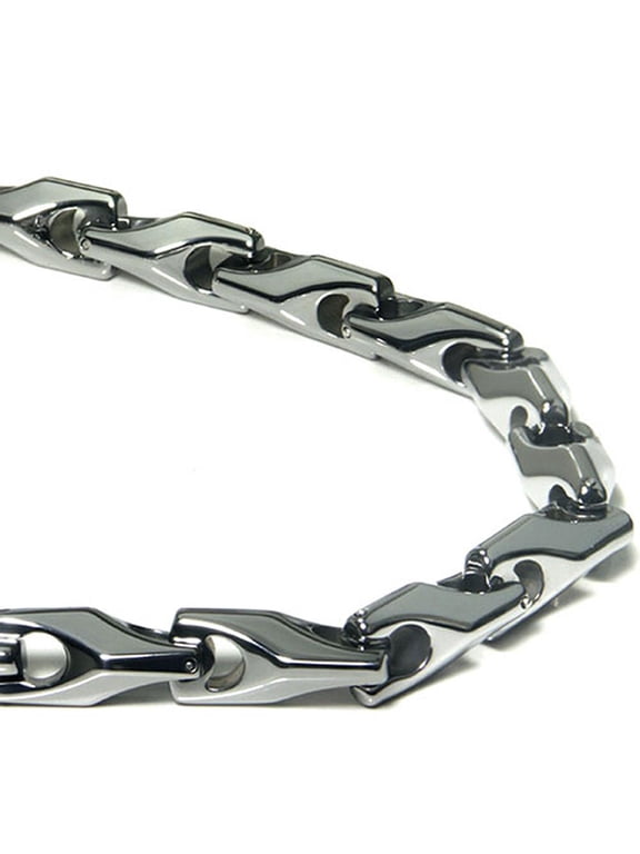 Tungsten Carbide Men's Wheat High Polish Finish Gunmetal Color Link Necklace Chain 24"