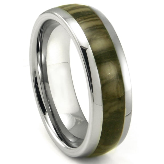 Titanium Kay Tungsten Carbide Oak Metamorphic Stone Inlay Dome Comfort Fit Mens Wedding Band Ring Sz 7.5