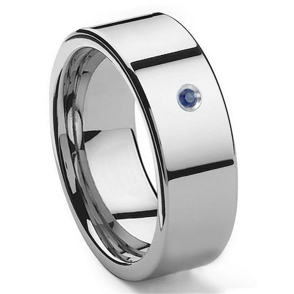 Titanium Kay Tungsten Carbide Sapphire 10MM Flat Comfort Fit Mens Wedding Band Ring Sz 15.0