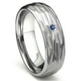 thumbnail image 1 of Titanium Kay Tungsten Carbide Sapphire Hammer Finish Dome Men's Comfort Fit Wedding Band Ring Sz 7.5, 1 of 4