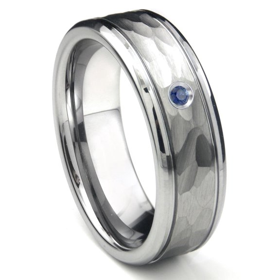 Titanium Kay Tungsten Carbide Sapphire Hammer Finish Newport Men's Comfort Fit Wedding Band Ring Sz 9.0