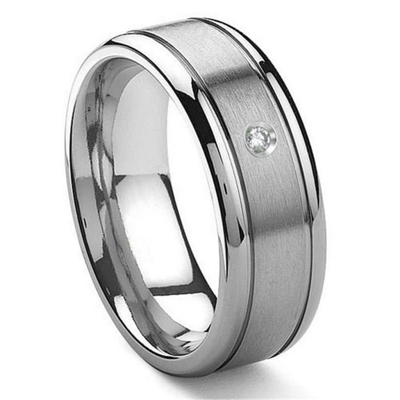 Titanium Kay Tungsten Carbide Solitaire Diamond Newport Comfort Fit Mens Wedding Band Ring Sz 10.0