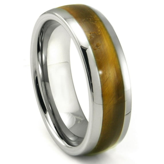 Titanium Kay Tungsten Carbide Tiger Eye Inlay Dome Comfort Fit Mens Wedding Band Ring Sz 11.5