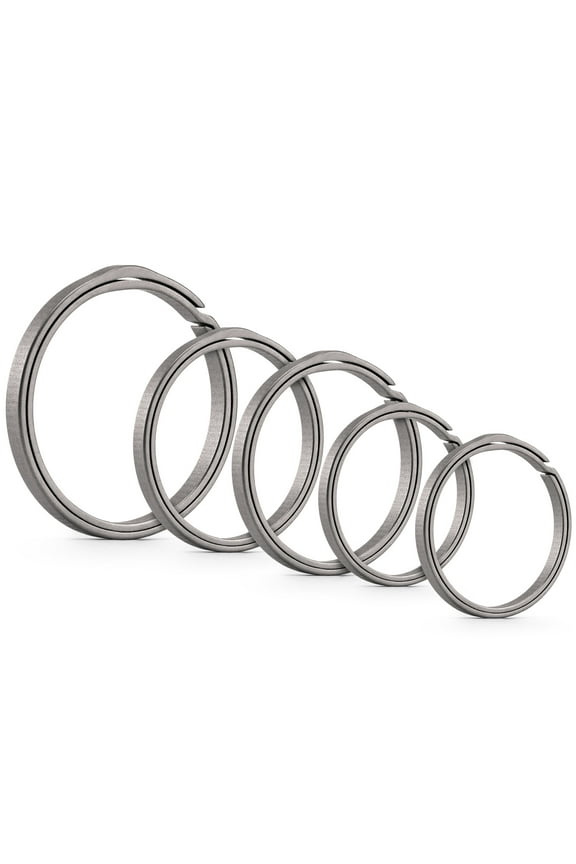 Titanium Key Ring for Keychain, Key Unity 5 Pack Split Ring Side Pushing Round Flat Key Ring for Man & Women, KA20 (1.3''-1pc, 1.06''-2pcs, 0.87''-2pcs)