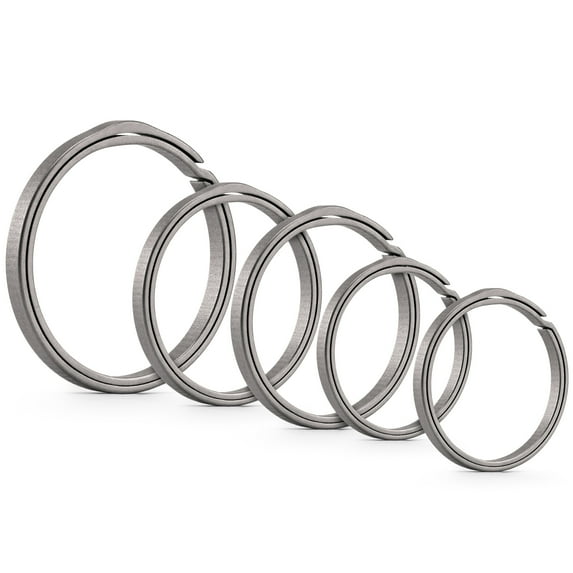 Titanium Key Ring for Keychain, Key Unity 5 Pack Split Ring Side Pushing Round Flat Key Ring for Man & Women, KA20 (1.3''-1pc, 1.06''-2pcs, 0.87''-2pcs)