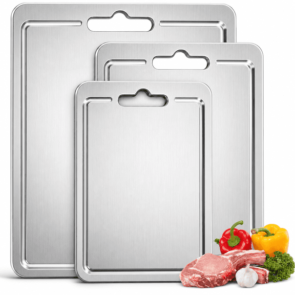 Titanium Kitchen Chopping Board Double-sided with Juice Groove Gray