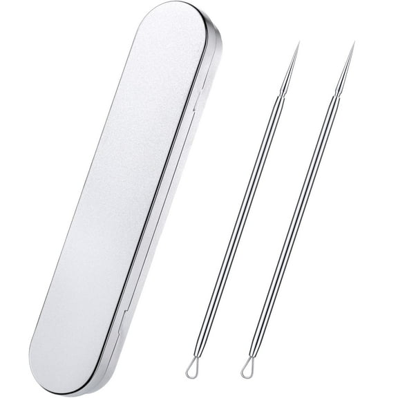 Titanium Lancet Needle Pimple Popper Tool,Facial Remover Blackhead Blemish Extractor 2 Pieces with Box