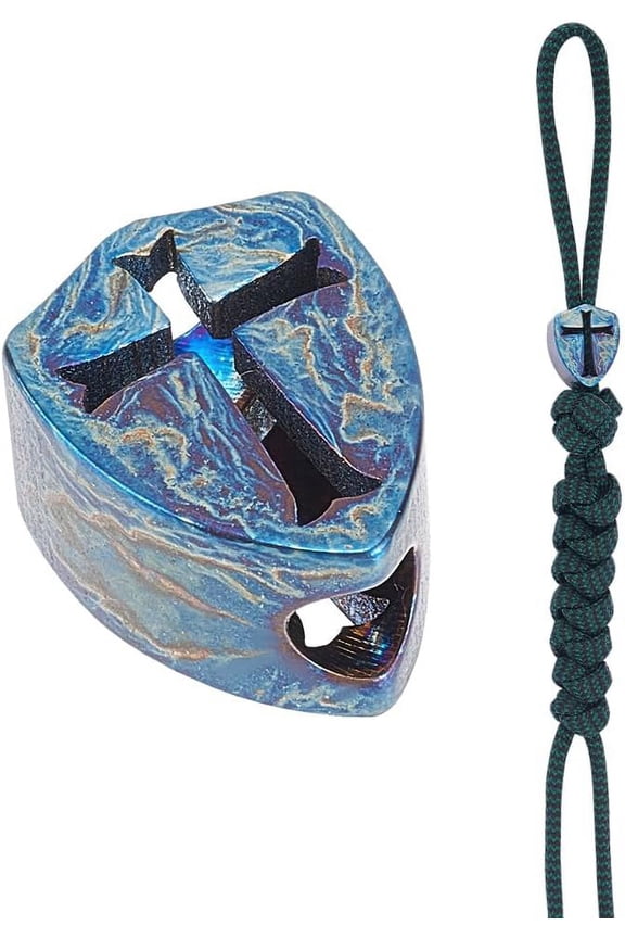 Titanium Lanyard Beads Shield with Cross Alloy Paracord Beads Large Hole Beads Loose Spacer Beads for EDC Pendant Bracelet Zipper Pull Jewelry Making DIY