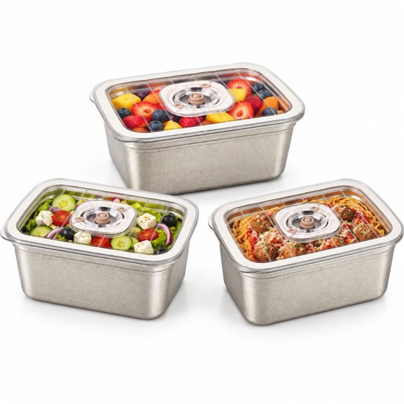 Titanium Lunch Box Set, 3 Pack, 75 fl oz Each, Lightweight Food Storage Containers with Lids for Family, Camping, and Picnics