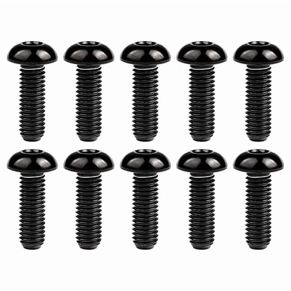Titanium M5X10mm Water Bottle Cage Bolts, Button Head Allen Screws, Rust-Proof Bike Frame Mount Hardware, Pack of 10 (Black)