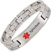 Titanium Medical Alert Bracelet for Men ID Bangle Personalised 22CM/13MM Apixaban