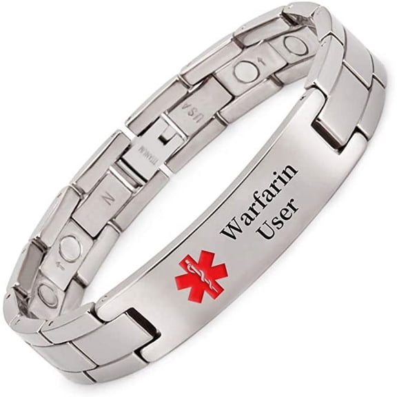 Wollet Medical Alert Personalised Magnet Bracelet in Titanium