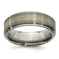 thumbnail image 1 of Titanium Men's 14k White Gold Men's Textured Lines 7.5mm Plain Classic Wedding Band Ring Size 7, 1 of 8