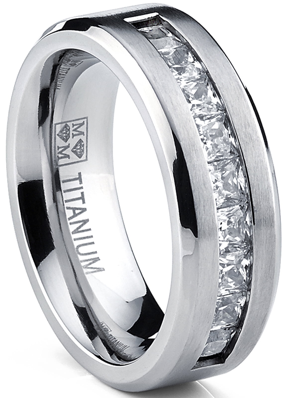 Wedding Rings : Tension-Set Titanium and Diamond Wedding