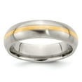 thumbnail image 1 of Titanium Men's and 14K Yellow Matte Brushed Finish 6mm Plain Classic Wedding Band Ring Size 10, 1 of 7