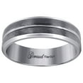 thumbnail image 1 of Titanium Mens Brushed Grooved Center Beveled Edge Comfort-Fit Wedding Band 7mm Size 10.5 Wedding Band for Men, 1 of 2