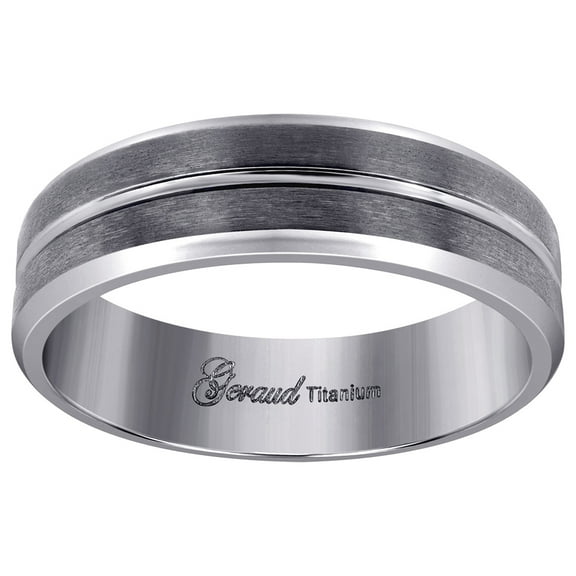 Titanium Mens Brushed Grooved Center Beveled Edge Comfort-Fit Wedding Band 7mm Size 12 Wedding Band for Men