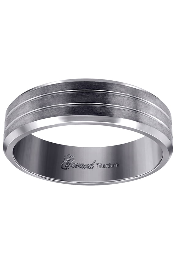 Titanium Mens Brushed Grooved Comfort-Fit Wedding Band 7mm Size 11 Wedding Band for Men