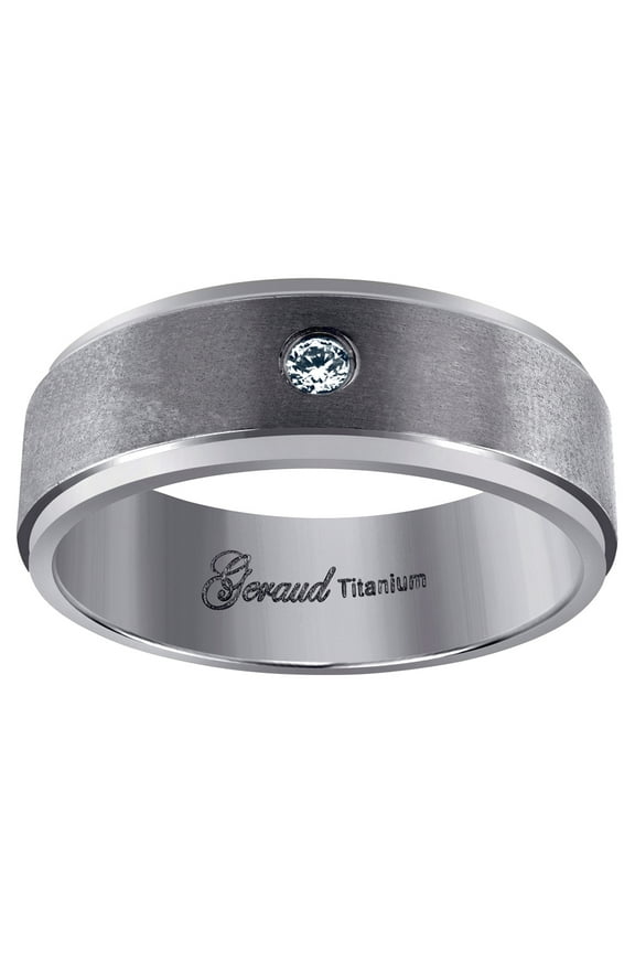 Titanium Mens Cubic Zirconia Cubic Zirconia Brushed Ridged Edge Comfort-Fit Wedding Band 8mm Size 11 Wedding Band for Me
