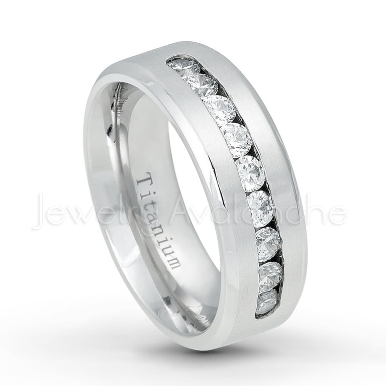 Jewelry Avalanche Titanium Mens Wedding Band - Comfort Fit Brushed