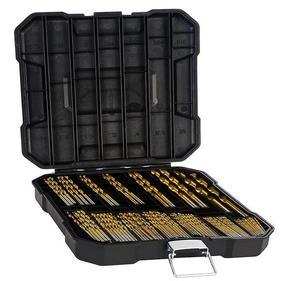 Titanium Metal Drill Bit Set for Steel, Wood, Plastic, Copper, Aluminum with Storage Case, 1/16inch-3/8inch, 99 Pcs,1 x Drill Bit Set 99pcs,Gold