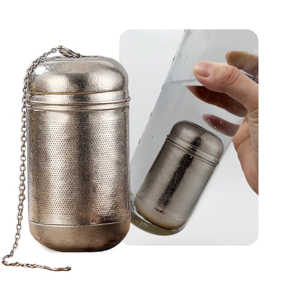 Titanium Metal Tea Infuser for Loose Leaf & Fruit - Extra Fine Mesh Strainer Insert, Screw-Top Lid, Reusable Filter for Herbs, Lemon, Cucumber, Coffee & SpicesLarge size with chain