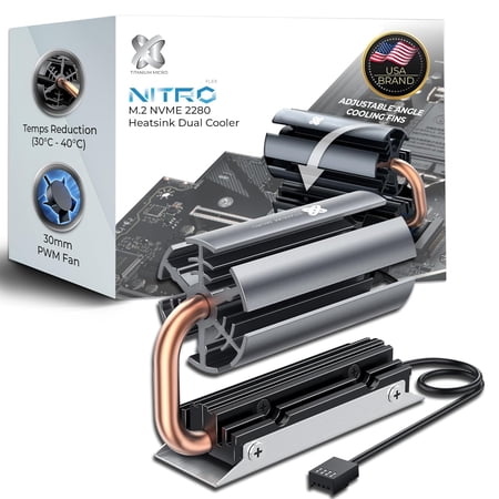 Titanium Micro Nitro Flex Heatsink SSD M.2 2280 NVME Heatsink with Built-in 30mm PWM Cooling Fan