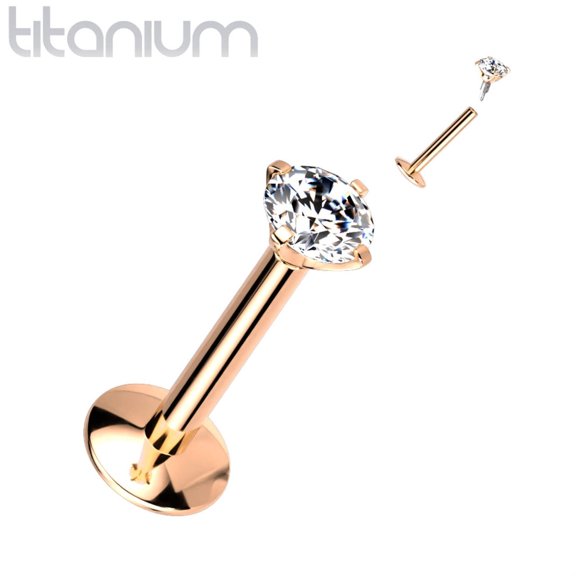 Titanium Monroe / Labret Stud Ring 16 Gauge Internally Threaded Gem