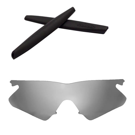 Titanium Mr. Shield Polarized Replacement Lenses And Black Earsocks For Oakley M Frame Heater Sunglasses