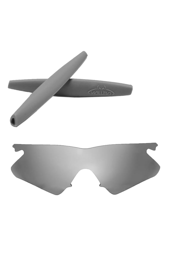 Titanium Mr. Shield Polarized Replacement Lenses And Grey Earsocks For Oakley M Frame Heater Sunglasses
