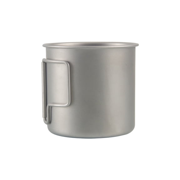 Titanium Mug without Lid Tea Coffee Water Cup Outdoor Camping Pot Ultra-light Portable Hiking Backpacking Cooking Kit Picnic Tableware Drinkware with Foldable Handle 8cm
