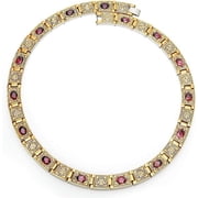 Titanium Necklace for Women with 3500 Gauss Magnets, Red Crystals,Gold Plated Jewelry Gift for Ladies