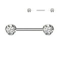 thumbnail image 1 of Titanium Nipple Ring Barbell 14 Gauge Threadless  Front Facing CZ Gem, 1 of 1